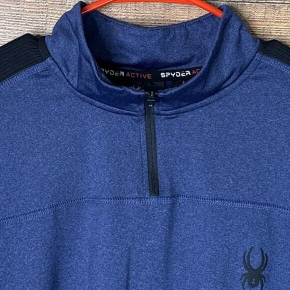 Spyder Performance 1/4 Zip Long Sleeve Shirt Blue Size XL - Picture 5 of 10